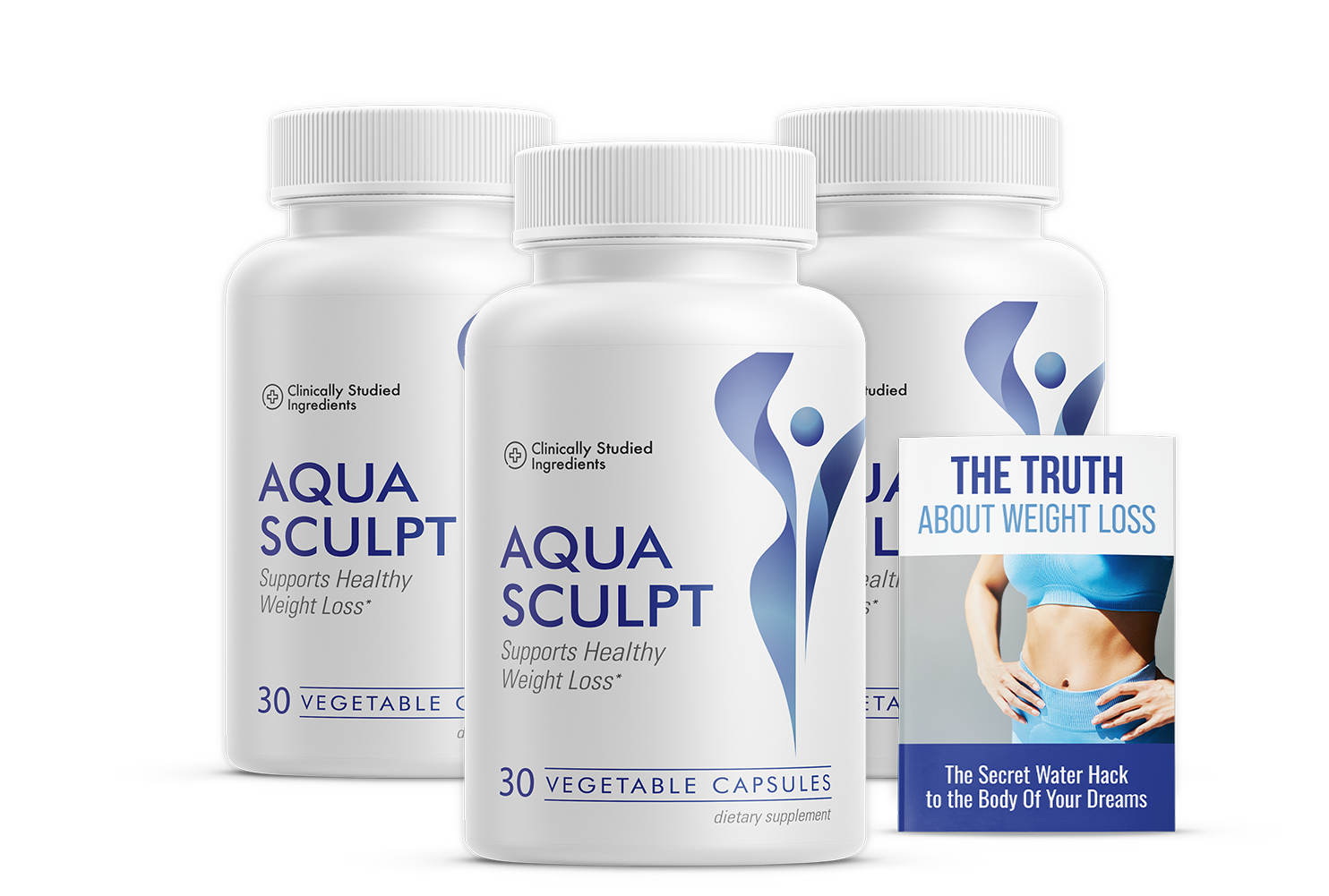 Three bottles of AquaSculpt dietary supplement