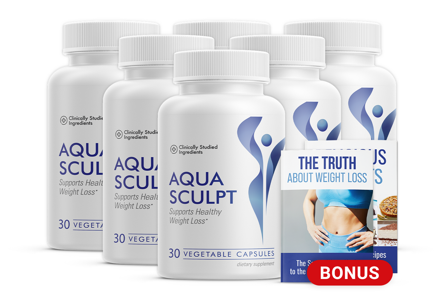 6 bottles of AquaSculpt with bonus wellness guides